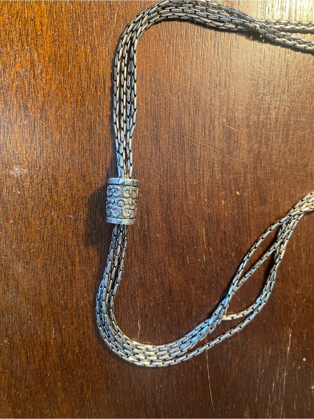 Sterling Silver plated Multi-Strand Slide Necklace - Silver